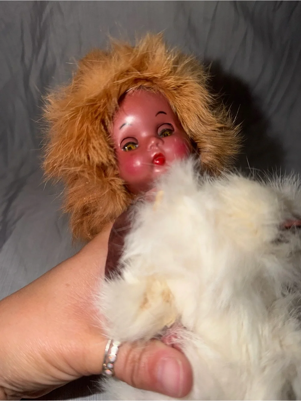 Canada Indian Eskimo Genuine Fur Leather Baby Doll Suede Outfit 8